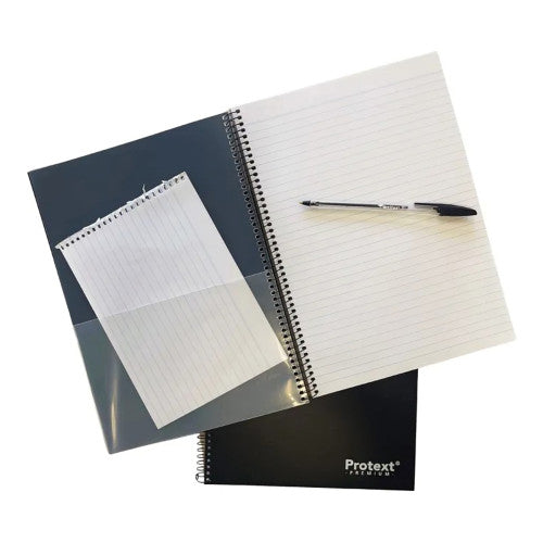 Protext Premium Spiral Notebook A4 120 Page PP Cover Black Pack of 10