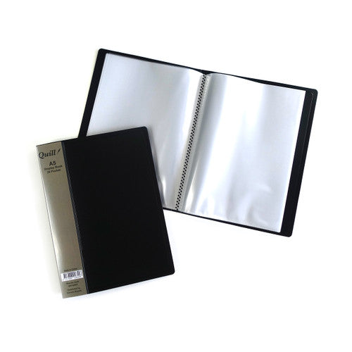 Quill Display Book Fixed PP A5 20 Pockets Portrait Black Pack of 10