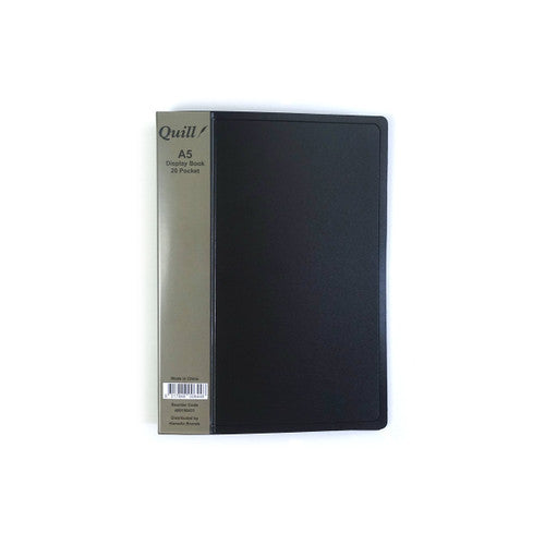 Quill Display Book Fixed PP A5 20 Pockets Portrait Black Pack of 10
