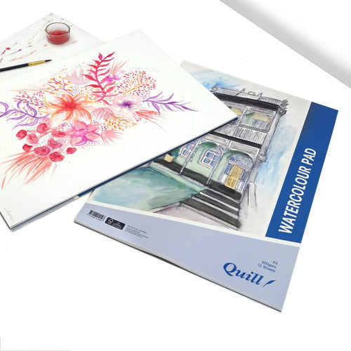 Quill Watercolour Pad 200gsm A3 12 Sheets Portrait Pack of 5