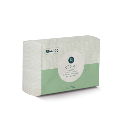 Regal Classic 1 Ply Slimline Hand Towel 250 Sheets Pack of 16