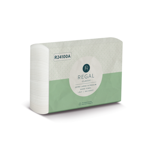 Regal Classic 1 Ply Extra Large Ultraslim Hand Towel 100 Sheets Pack of 24