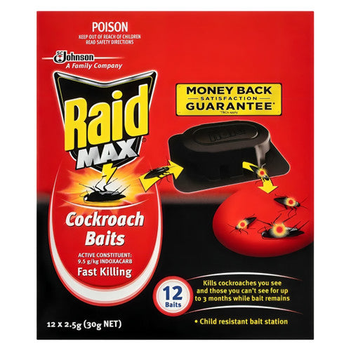 Raid Max Cockroach Baits 2.5g Pack of 12 x 6