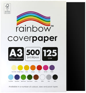 Rainbow Cover Paper A3 125gsm Black Pack of 500 ream box with black sheet