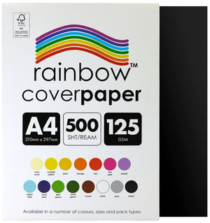 Rainbow Cover Paper A4 125gsm Black Pack of 500 ream box with black sheet