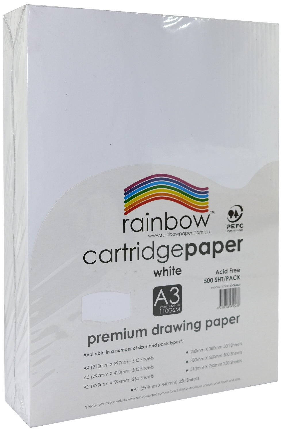 Rainbow Drawing Cartridge A3 110gsm 500 sheet pack, front label
