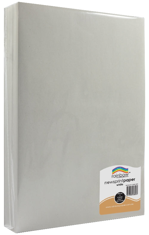 Rainbow Newsprint Paper 380 x 510mm white 500 sheet pack, angled view