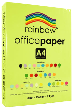 Rainbow Office Paper A4 75gsm Fluoro Yellow Pack of 500
