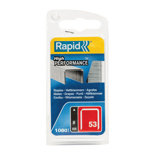 Rapid No.53 Finewire Staples 8mm Box 1080 Pack of 5