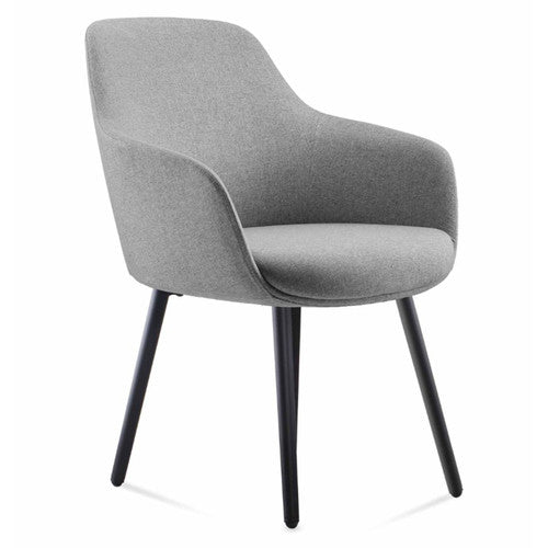Rapidline Aspen 4 Leg Tub Chair Black Steel Frame Light Grey Fabric