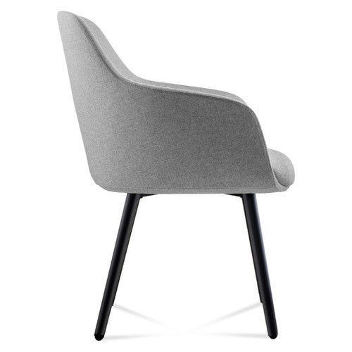 Rapidline Aspen 4 Leg Tub Chair Black Steel Frame Light Grey Fabric