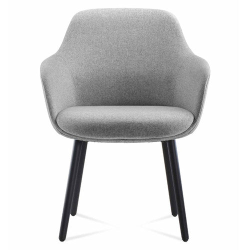 Rapidline Aspen 4 Leg Tub Chair Black Steel Frame Light Grey Fabric