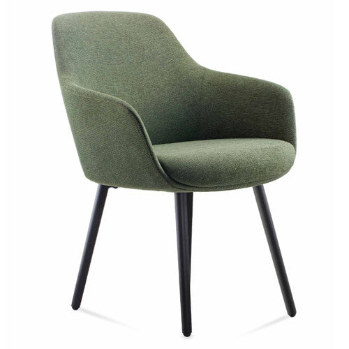 Rapidline Aspen 4 Leg Tub Chair Black Steel Frame Olive Fabric