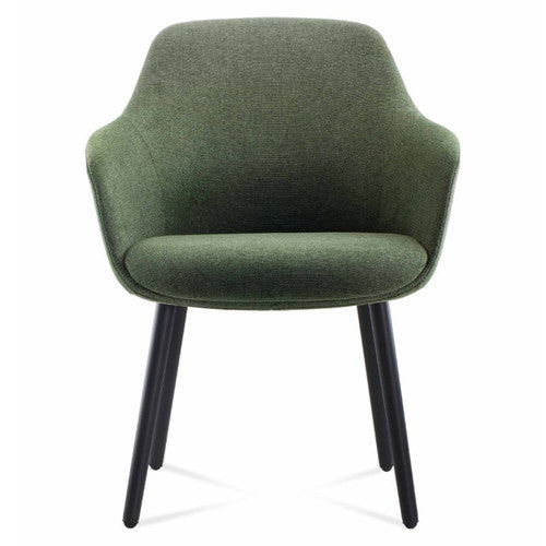 Rapidline Aspen 4 Leg Tub Chair Black Steel Frame Olive Fabric