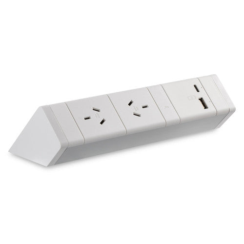 Rapidline Athena Power Rail Kit 2 GPO 1 USB-A 1 USB-C White
