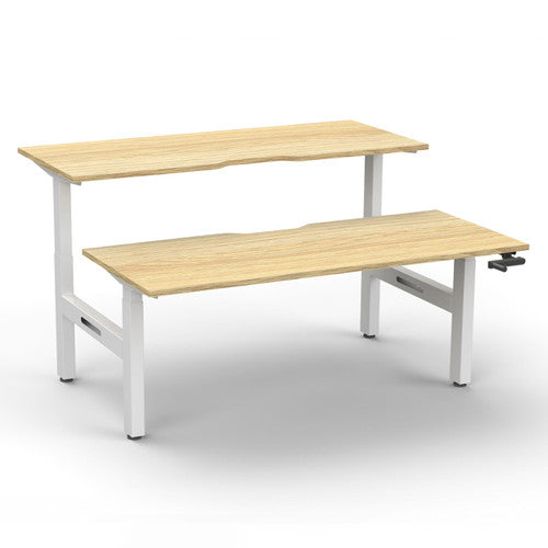 Rapidline Boost Crank Back to Back Workstation 1500 x 750mm Natural Oak / White Satin