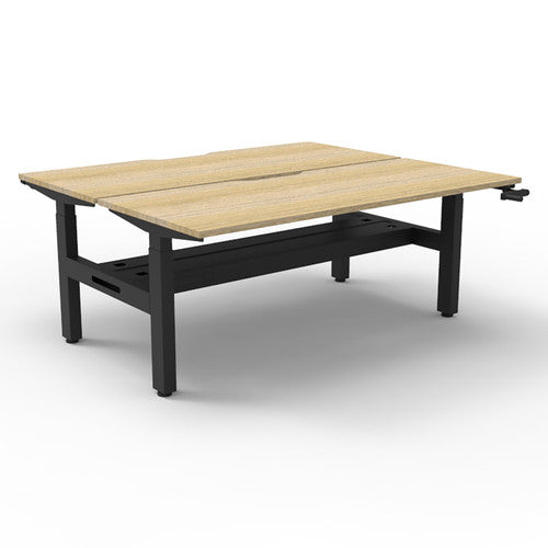 Rapidline Boost Crank Back to Back Workstation 1200 x 750mm with Cable Tray Natural Oak / Black Satin