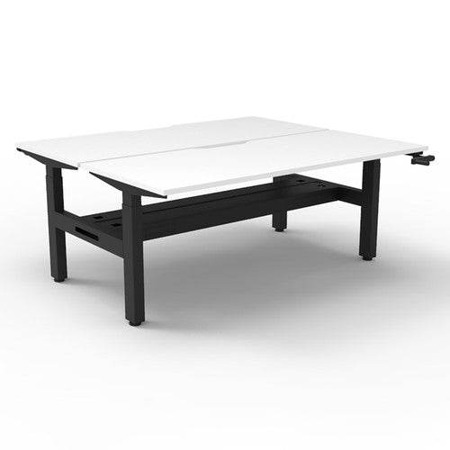Rapidline Boost Crank Back to Back Workstation 1200 x 750mm with Cable Tray Natural White / Black Satin