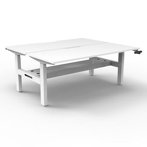 Rapidline Boost Crank Back to Back Workstation 1200 x 750mm with Cable Tray Natural White / White Satin