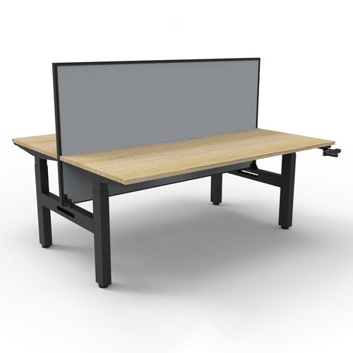 Rapidline Boost Crank Back to Back Workstation 1200 x 750mm with Screen Natural Oak / Black Satin