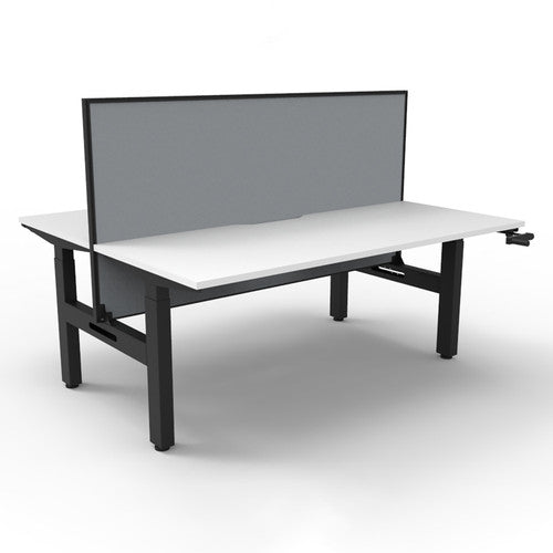 Rapidline Boost Crank Back to Back Workstation 1200 x 750mm with Screen Natural White / Black Satin