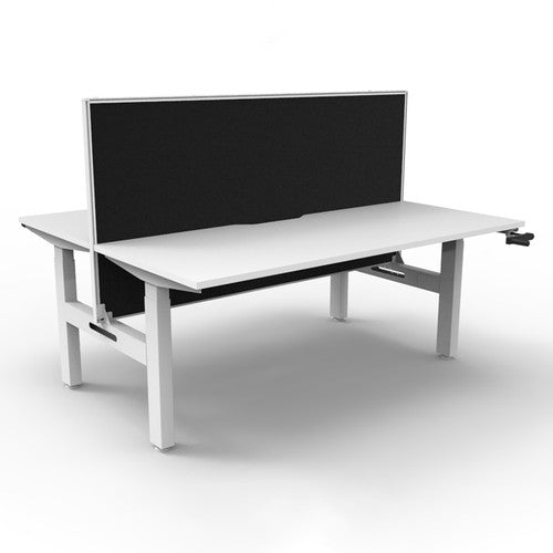 Rapidline Boost Crank Back to Back Workstation 1200 x 750mm with Screen Natural White / White Satin