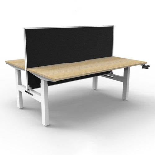 Rapidline Boost Crank Back to Back Workstation 1500 x 750mm with Screen Natural Oak / White Satin