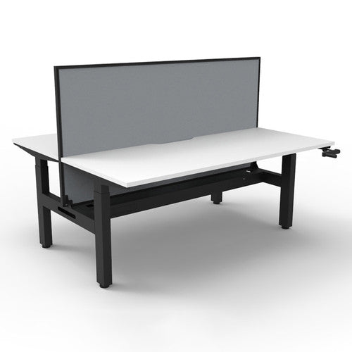 Rapidline Boost Crank Back to Back Workstation 1800 x 750mm with Screen and Cable Tray Natural White / Black Satin