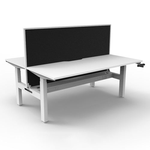 Rapidline Boost Crank Back to Back Workstation 1800 x 750mm with Screen and Cable Tray Natural White / White Satin