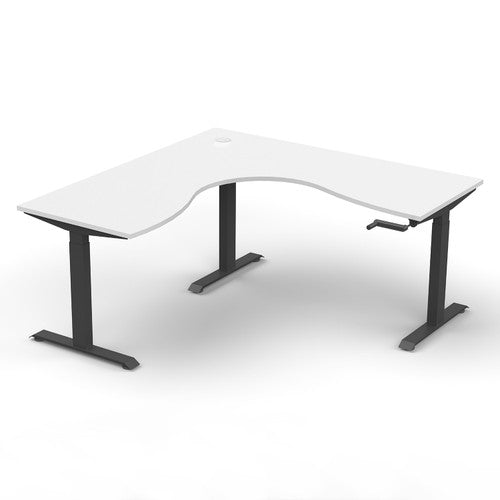 Rapidline Boost Crank Corner Workstation 1500 x 1500 x 750mm Natural White / Black Satin