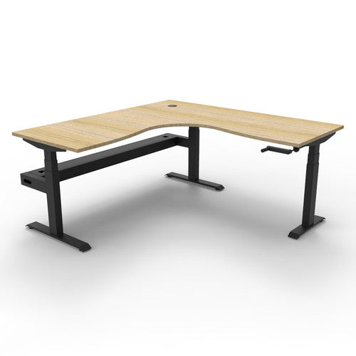 Rapidline Boost Crank Corner Workstation 1800 x 1500 x 750mm with Cable Tray Natural Oak / Black Satin