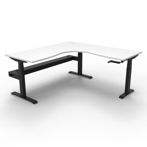 Rapidline Boost Crank Corner Workstation 1800 x 1500 x 750mm with Cable Tray Natural White / Black Satin