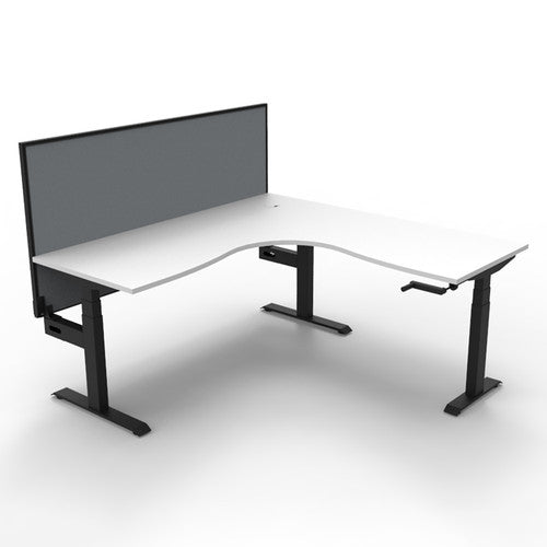 Rapidline Boost Crank Corner Workstation 1500 x 1500 x 750mm with Screen Natural White / Black Satin