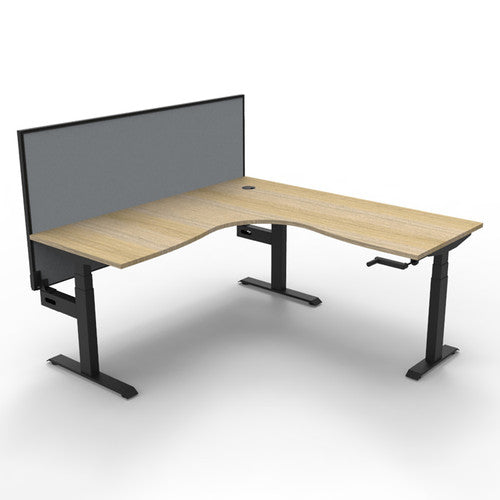 Rapidline Boost Crank Corner Workstation 1800 x 1500 x 750mm with Screen Natural Oak / Black Satin