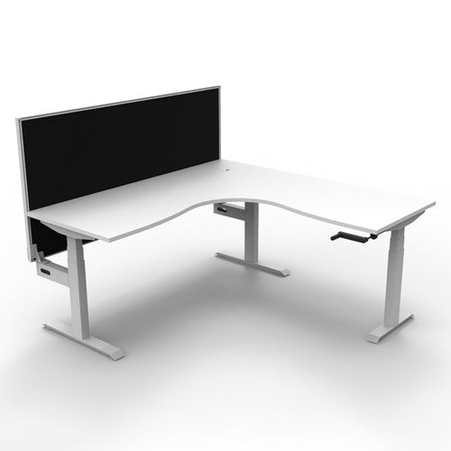 Rapidline Boost Crank Corner Workstation 1800 x 1500 x 750mm with Screen Natural White / White Satin