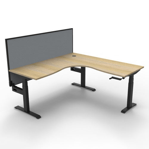 Rapidline Boost Crank Corner Workstation 1800 x 1800 x 750mm with Screen Natural Oak / Black Satin