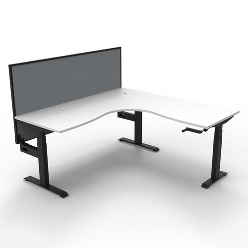 Rapidline Boost Crank Corner Workstation 1800 x 1800 x 750mm with Screen Natural White / Black Satin