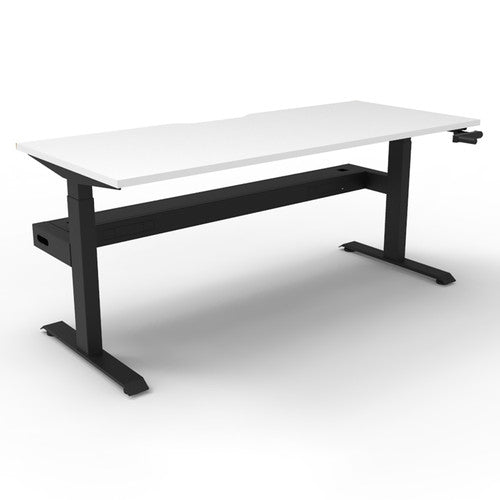 Rapidline Boost Crank Single Sided Workstation 1200 x 750mm with Cable Tray Natural White / Black Satin