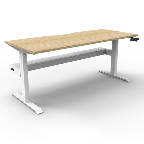 Rapidline Boost Crank Single Sided Workstation 1500 x 750mm with Cable Tray Natural Oak / White Satin