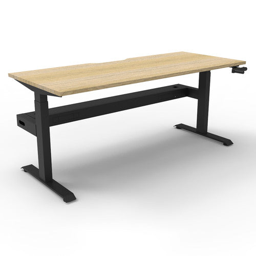 Rapidline Boost Crank Single Sided Workstation 1800 x 750mm with Cable Tray Natural Oak / Black Satin