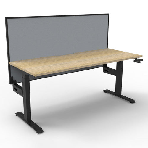 Rapidline Boost Crank Single Sided Workstation 1200 x 750mm with Screen Natural Oak / Black Satin