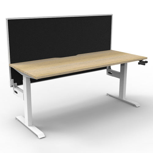 Rapidline Boost Crank Single Sided Workstation 1500 x 750mm with Screen Natural Oak / White Satin