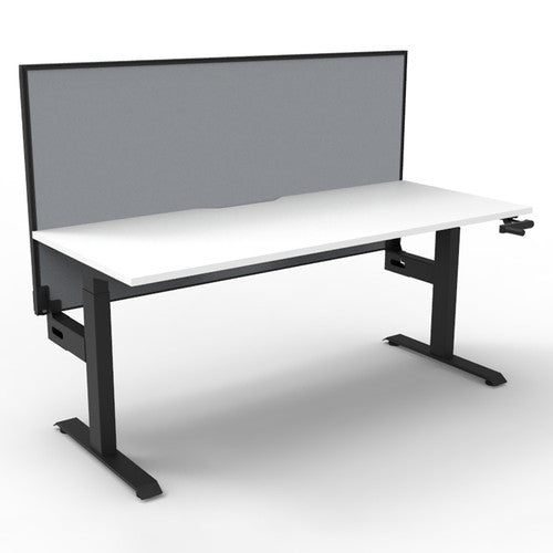 Rapidline Boost Crank Single Sided Workstation 1500 x 750mm with Screen Natural White / Black Satin