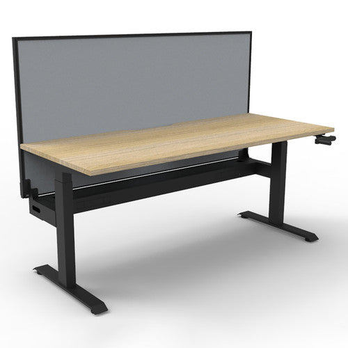 Rapidline Boost Crank Single Sided Workstation 1200 x 750mm with Screen and Cable Tray Natural Oak / Black Satin