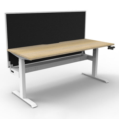 Rapidline Boost Crank Single Sided Workstation 1200 x 750mm with Screen and Cable Tray Natural Oak / White Satin