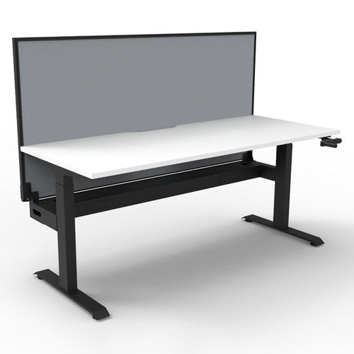 Rapidline Boost Crank Single Sided Workstation 1200 x 750mm with Screen and Cable Tray Natural White / Black Satin