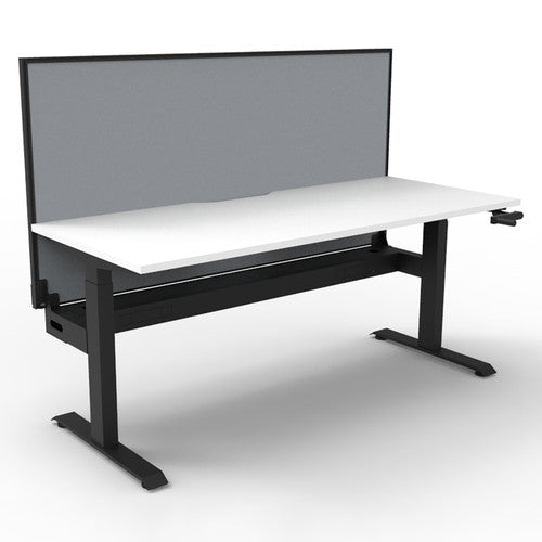 Rapidline Boost Crank Single Sided Workstation 1800 x 750mm with Screen and Cable Tray Natural White / Black Satin