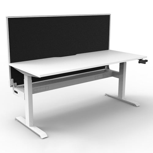 Rapidline Boost Crank Single Sided Workstation 1800 x 750mm with Screen and Cable Tray Natural White / White Satin