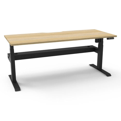 Rapidline Boost Light Single Sided Workstation 1200 x 750mm with Cable Tray Natural Oak / Black Satin