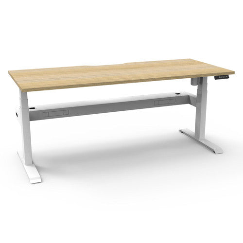 Rapidline Boost Light Single Sided Workstation 1800 x 750mm with Cable Tray Natural Oak / White Satin